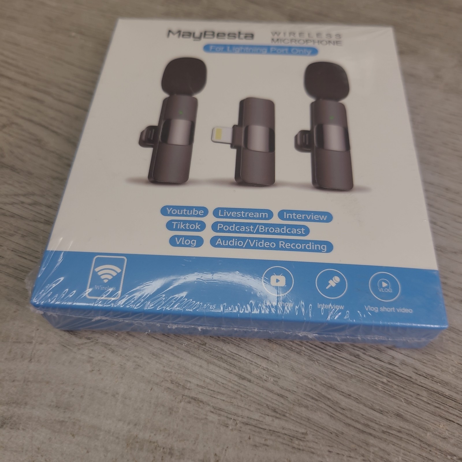 MayBesta Wireless Microphone Black iPhone Lightning Streaming NEW SEALED