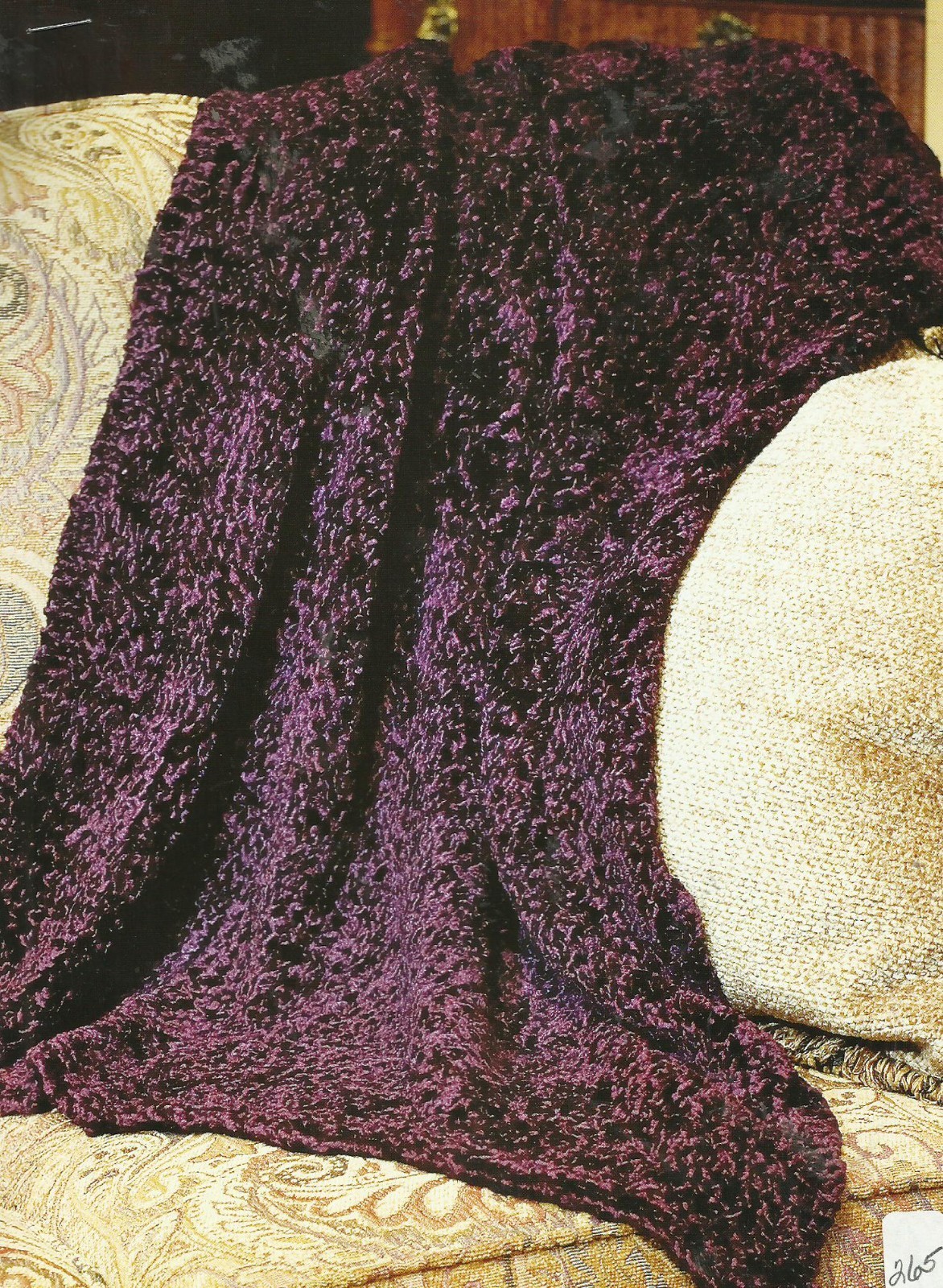 E0059 MIDNIGHT VELVET LAP ROBE AFGHAN KNITTING   PATTERN/INSTRUCTIONS