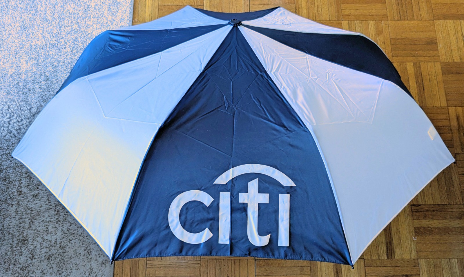 Citi Bank Logo Windproof Automatic Open Umbrella Powered by Rain Alertz NWT