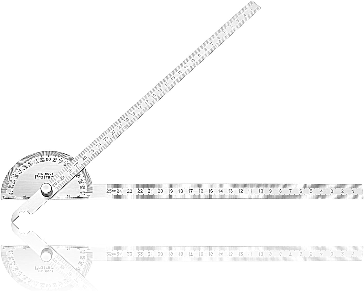 Stainless Steel Angle Protractor, 0-180 Degrees Metal Protractor 30 cm/ 11.8