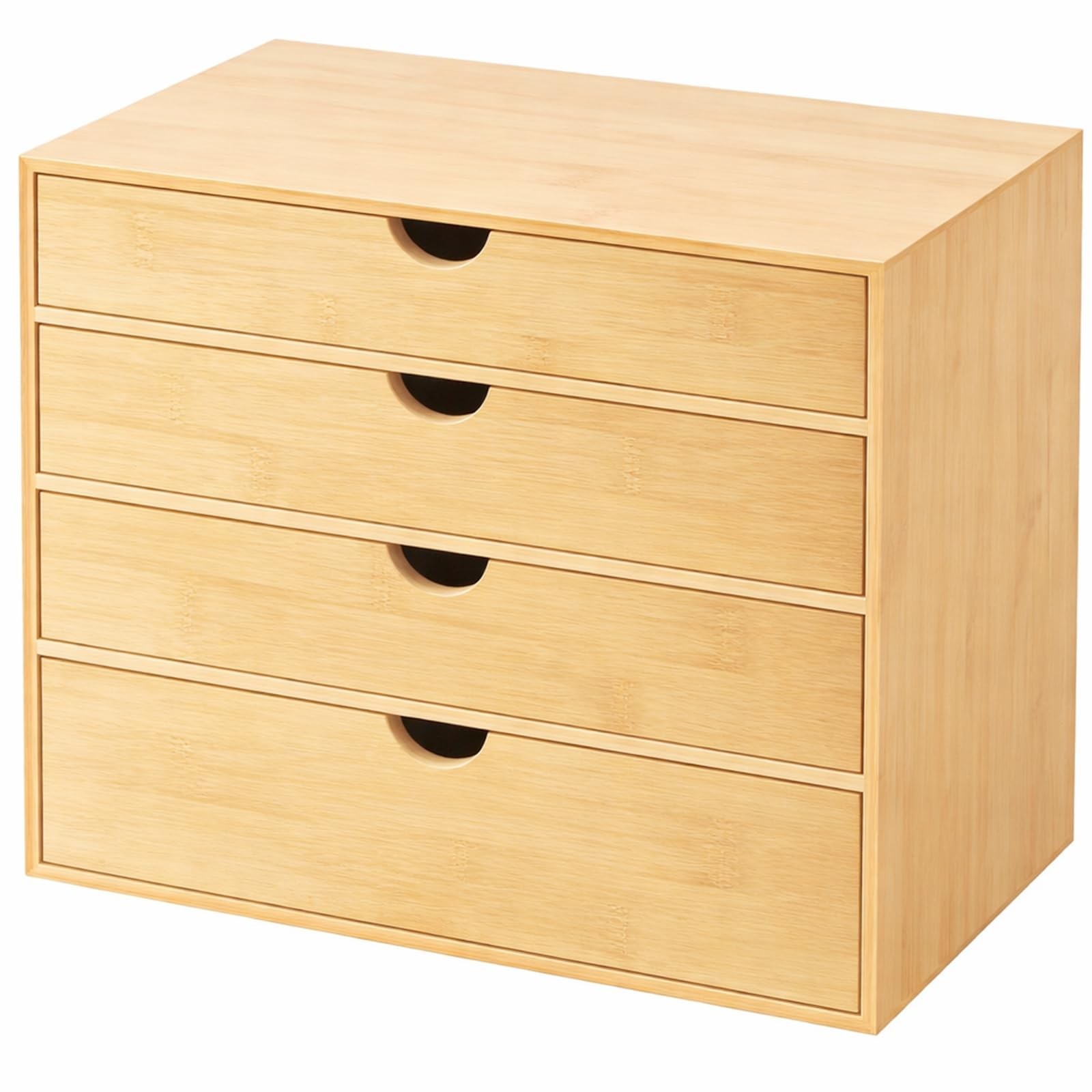 Best Neando Bamboo Desk Organizer with Drawers, 4-Tier Wooden Organizer, Small