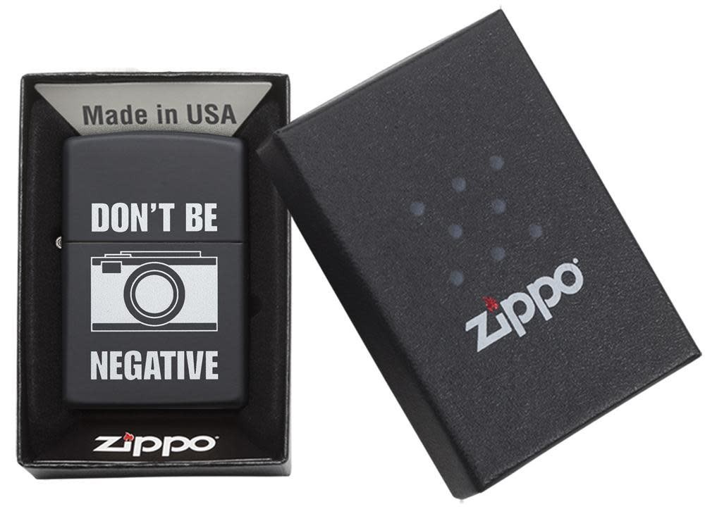 Zippo Don't Be Negative Black Matte Windproof Pocket Lighter, 218-064114