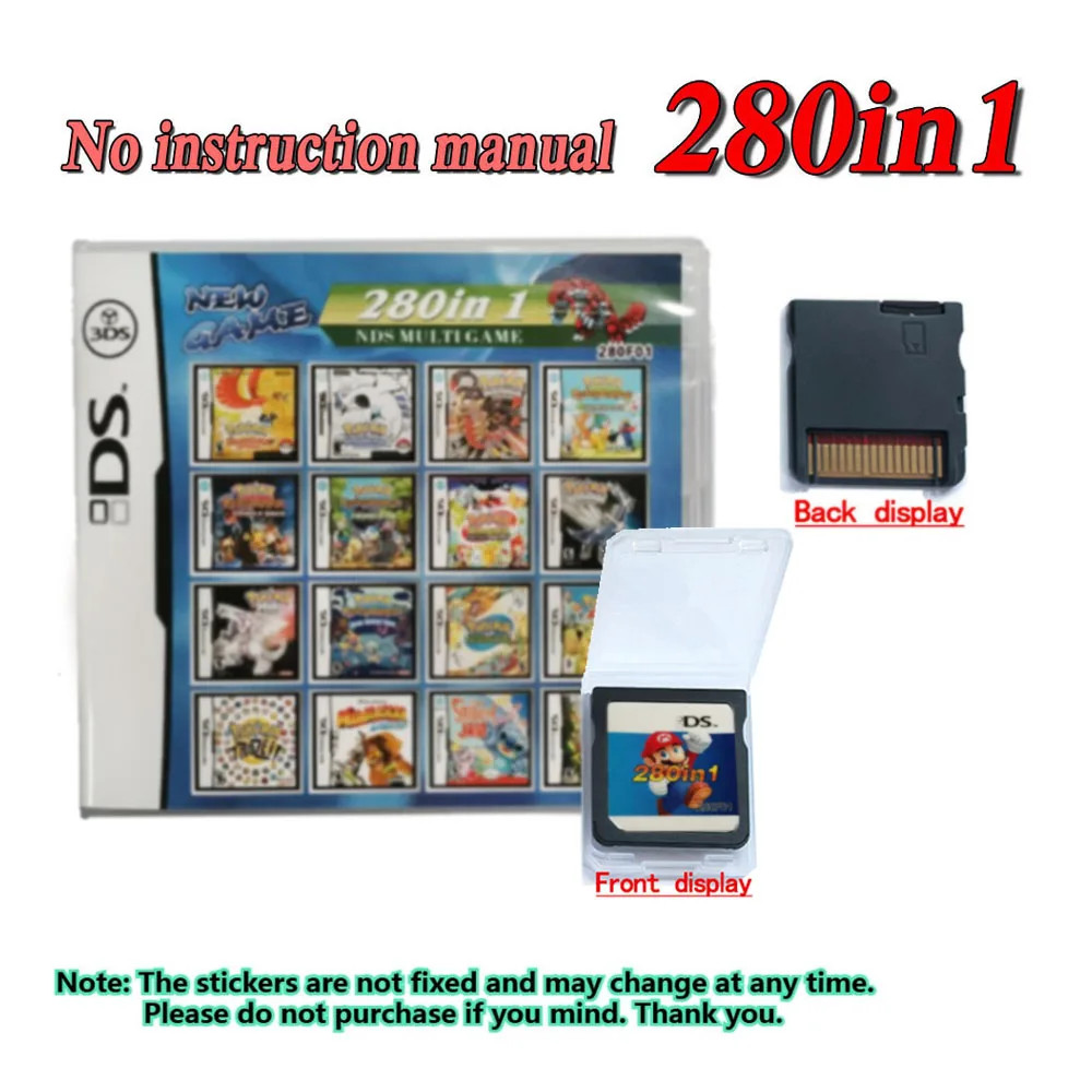 280 in 1 NDS Game DS Game Cartridge Super Combo Pack Game for DS NDS NDSL NDSi