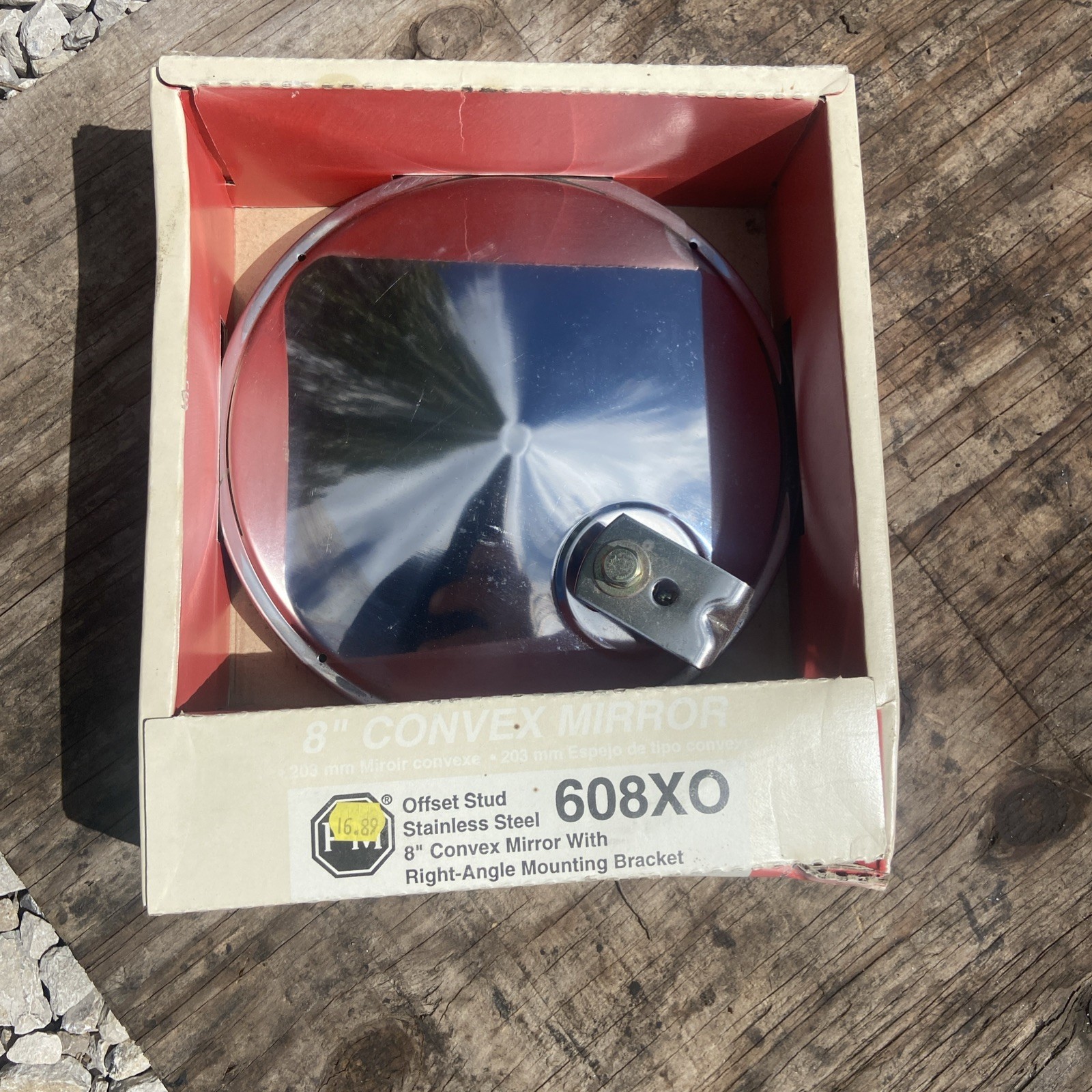 Peterson 608XO Round 8" Offset Stud Convex Mirror Bright Stainless Steel