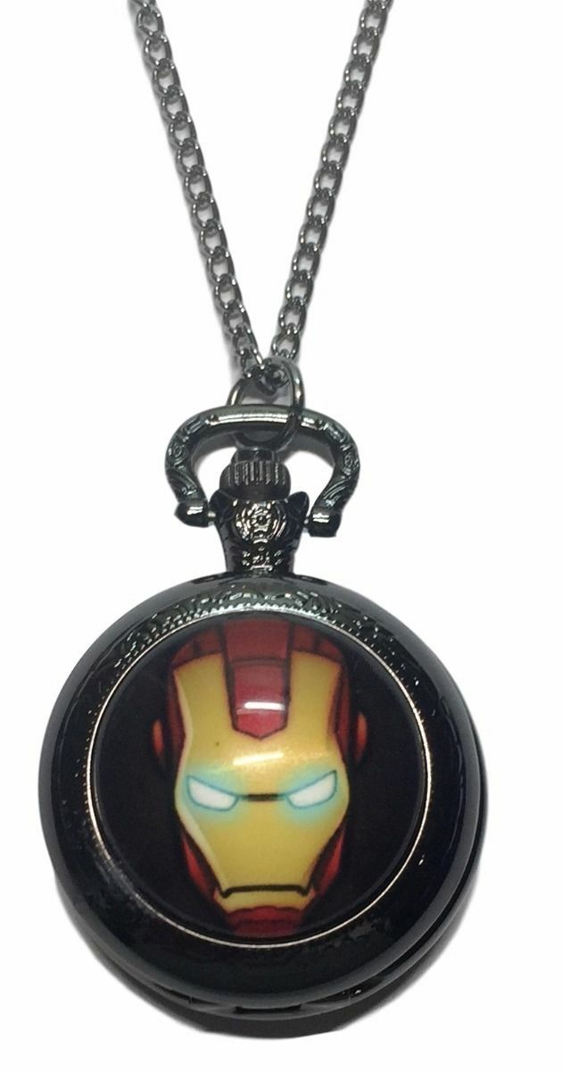 Iron Man Character Face Silvertone Finish Pendant Timepiece
