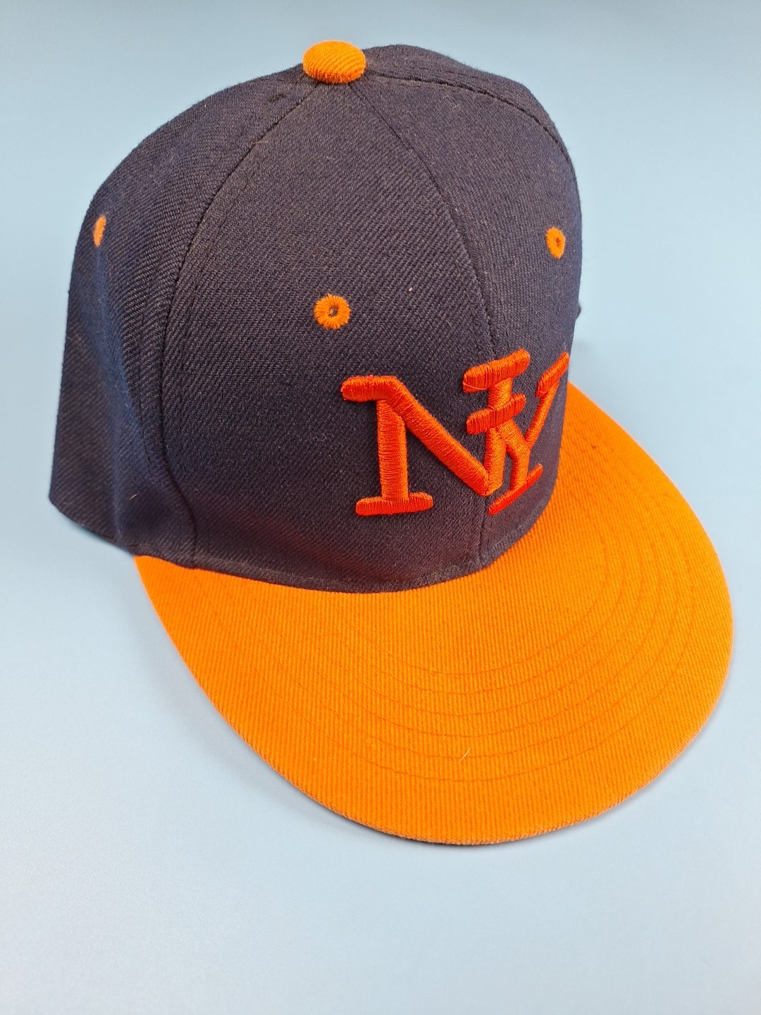 NY Baseball Cap Hat Black Orange Adjustable Snapback