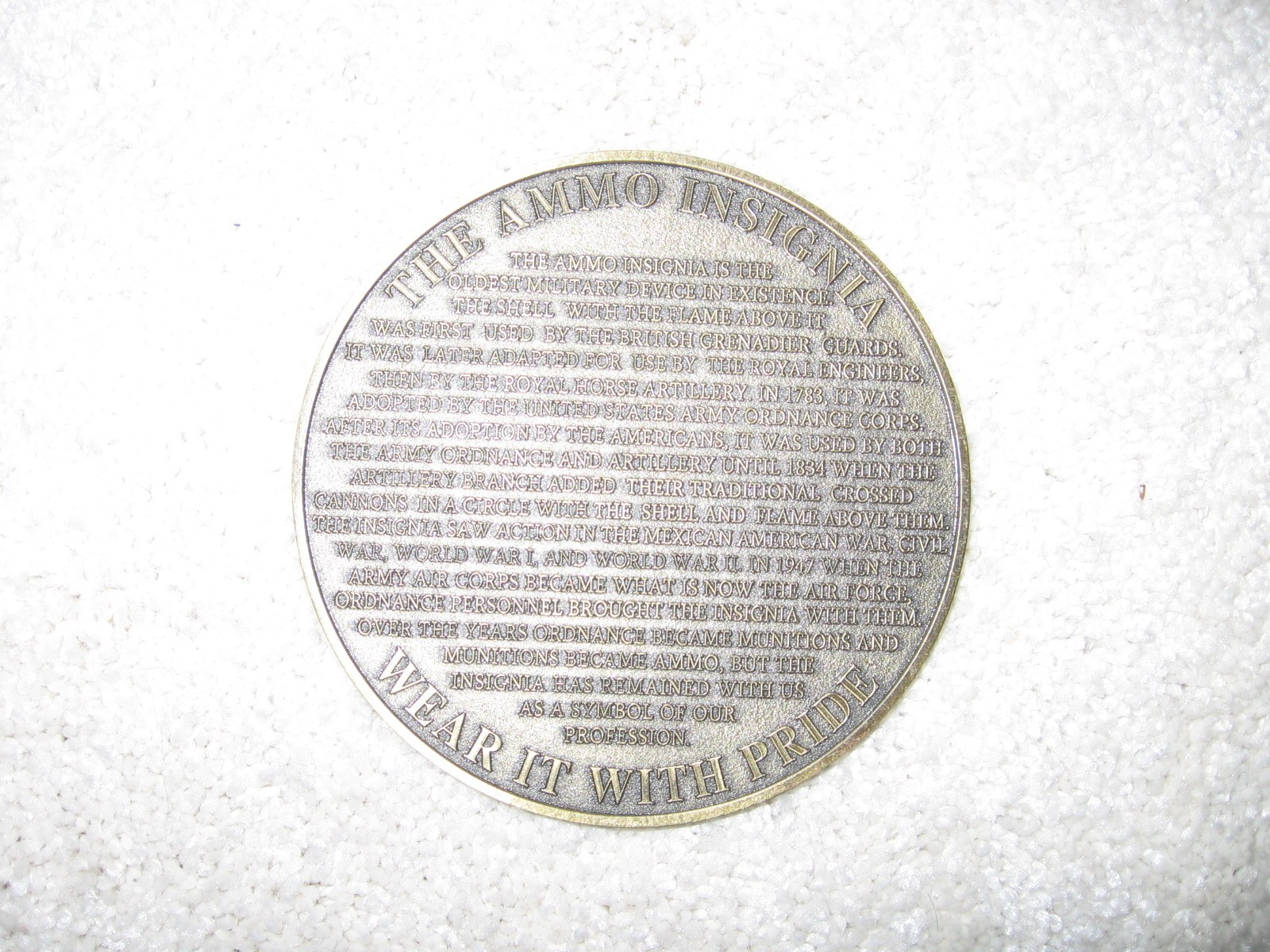 Military Militaria Army Ammo Medallion