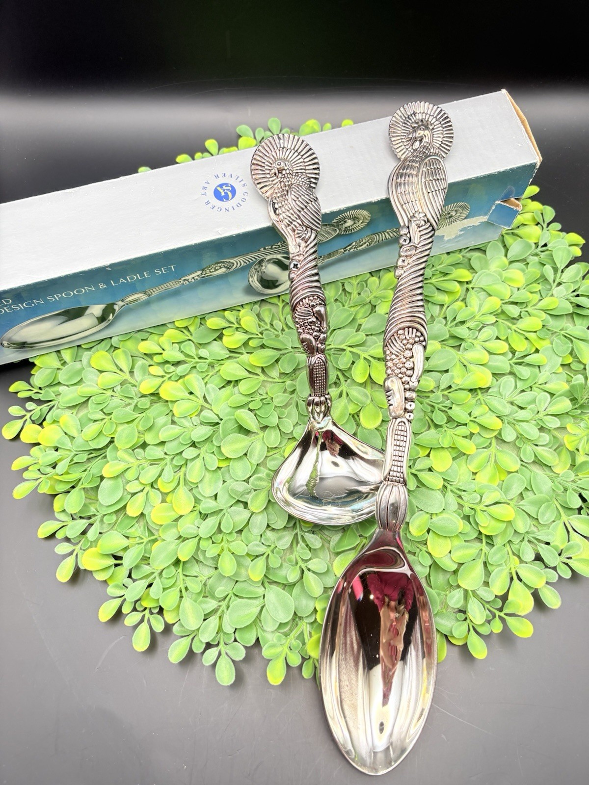 Godinger Silverplated Fancy Turkey Cornucopia Design Spoon Serving Set