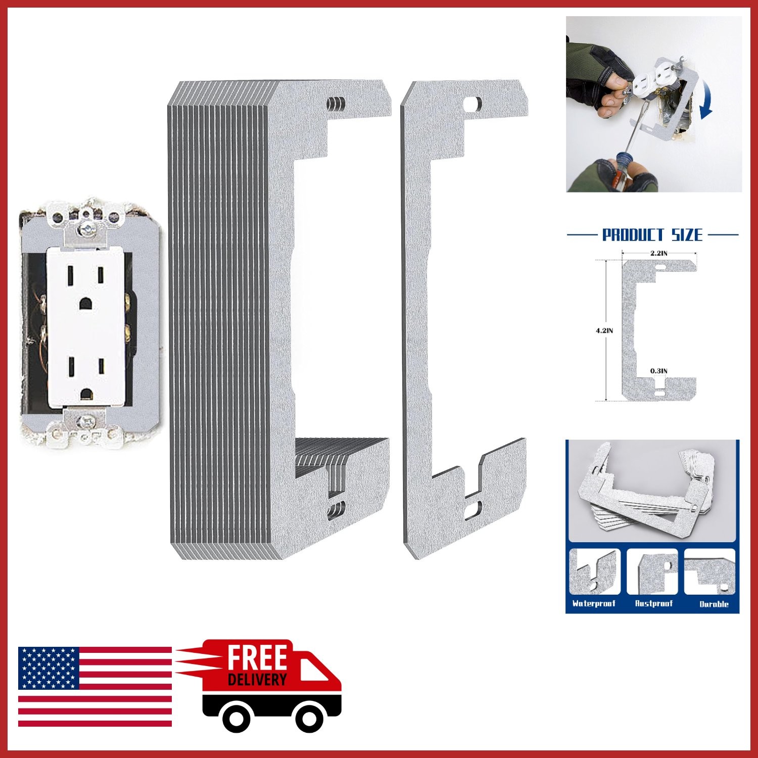 Galvanized Metal Wall Plate Spacer for Secure Electrical Outlet Installation