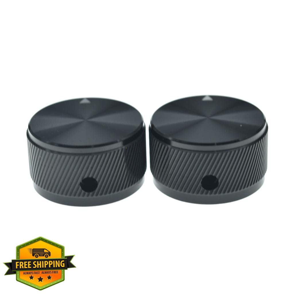 KAISH 2pc 1/4" Metal Potentiometer Knobs, Black Stripe