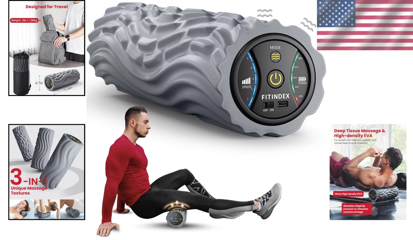 Professional Foam Roller 5-Speed Deep Tissue Massage FSA Eligible Rechargeable