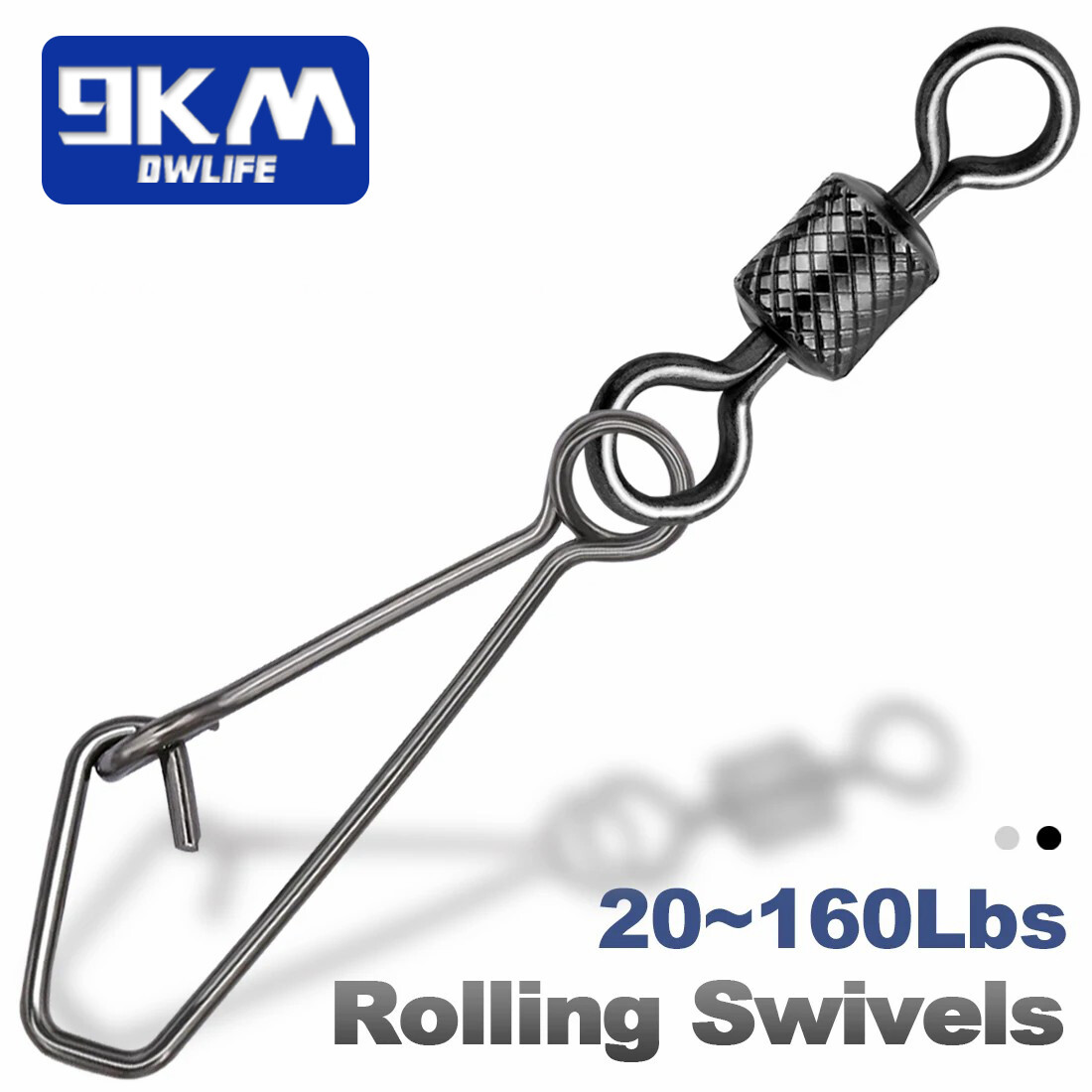 25Pcs Rolling Swivel Hooked Snap with Carabiner Lures Connector Fishing Tackle