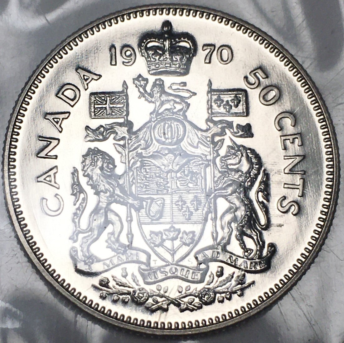 1970 Canada 50 Cents - Proof-Like Mint Cello (UNC) KM#75 - 100% Nickel - CA50C70