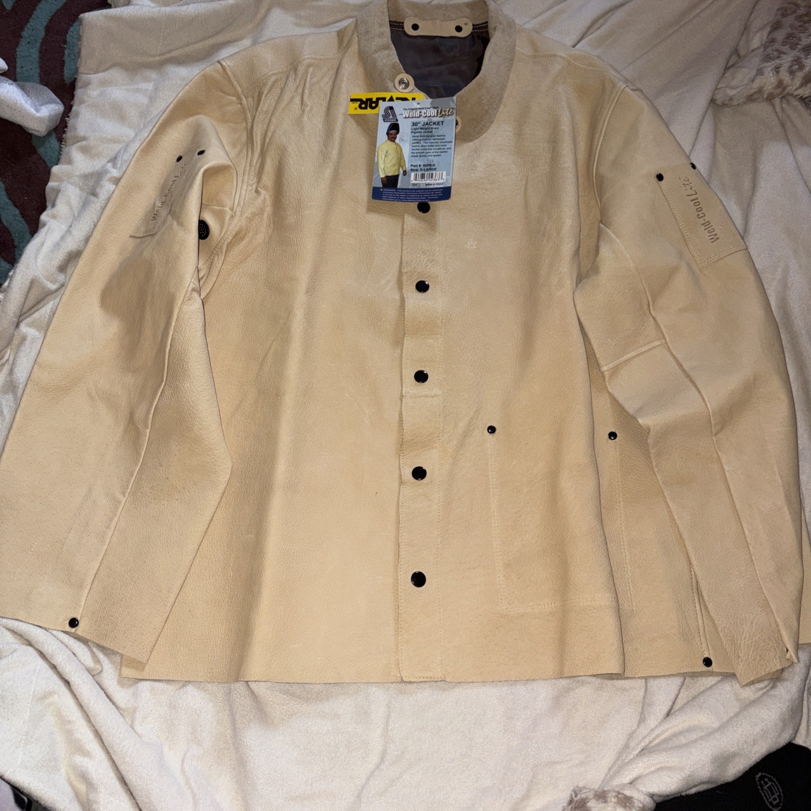 NWT Steiner 92P6-X Pigskin Leather Welding Jacket, 30” Length, Snap Closure XL