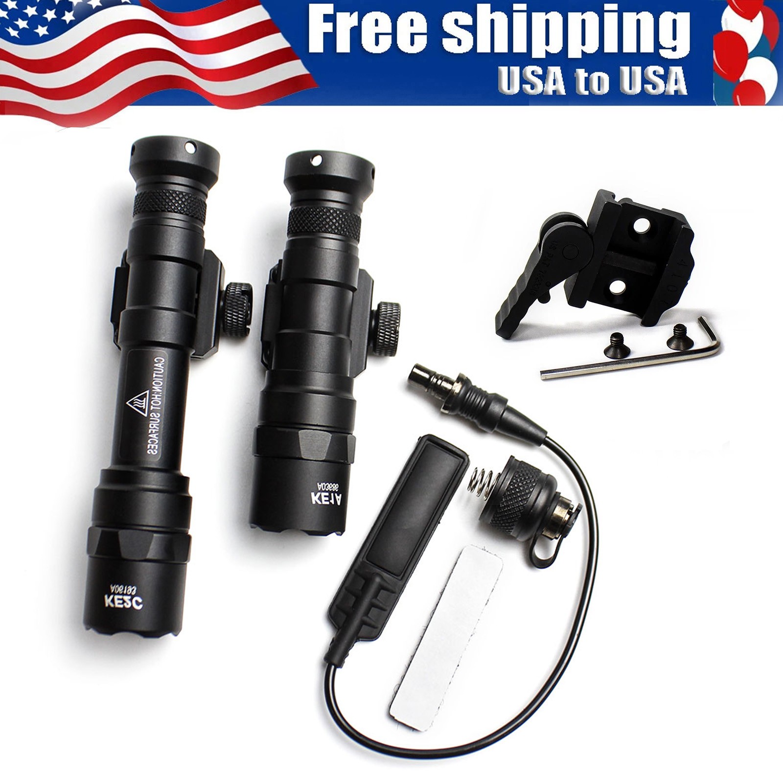Tactical M300B M600B Weapon Light Flashlight W/Remote Pressure Switch + QD Mount