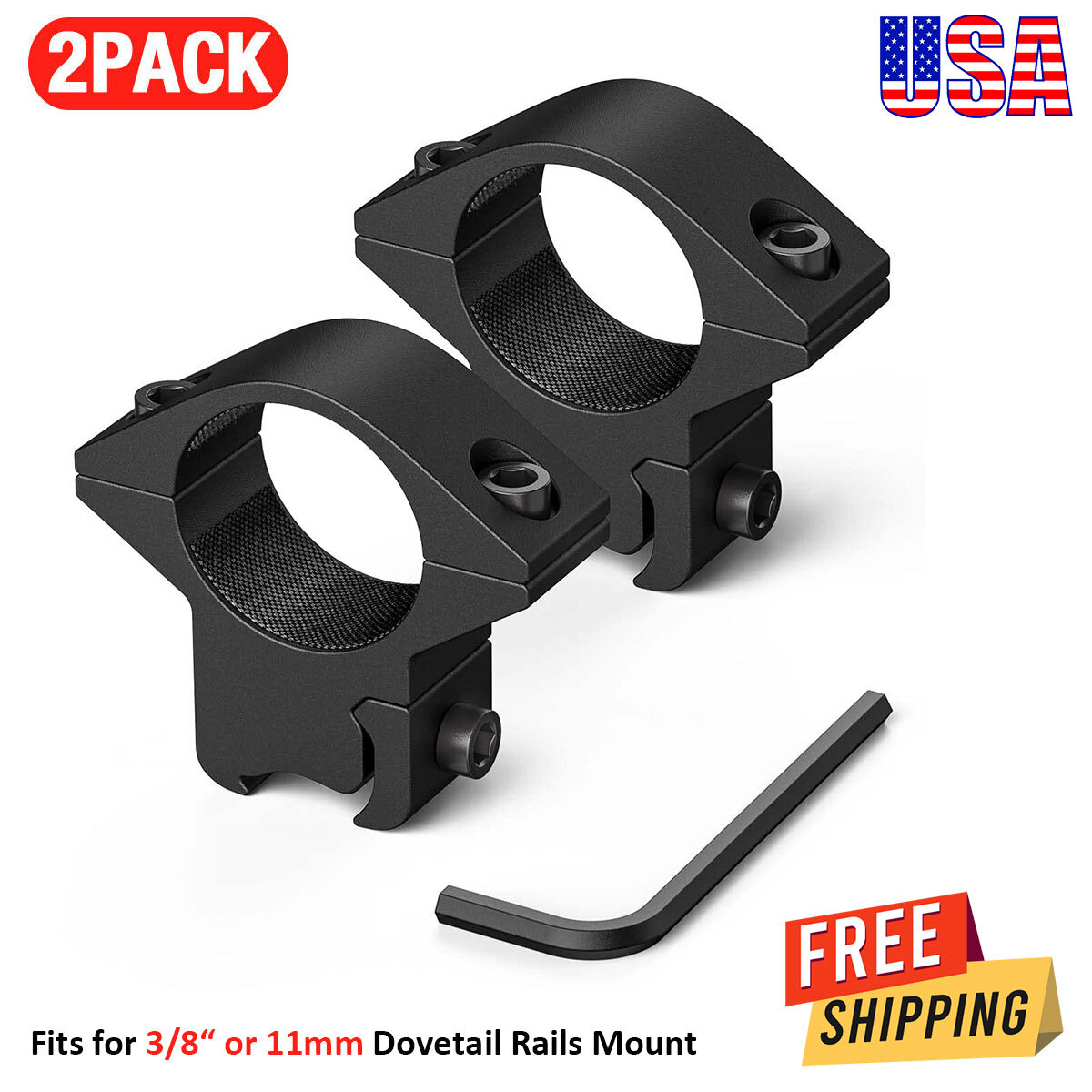 1'' Low Profile Scope Rings For 3/8' or 11mm Dovetail Air soft, 10/22, Rim fire