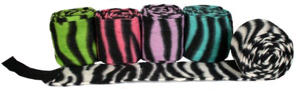 Showman Set of 4 Zebra Print Fleece Polo Wraps w/  Closure & Carry Bag!