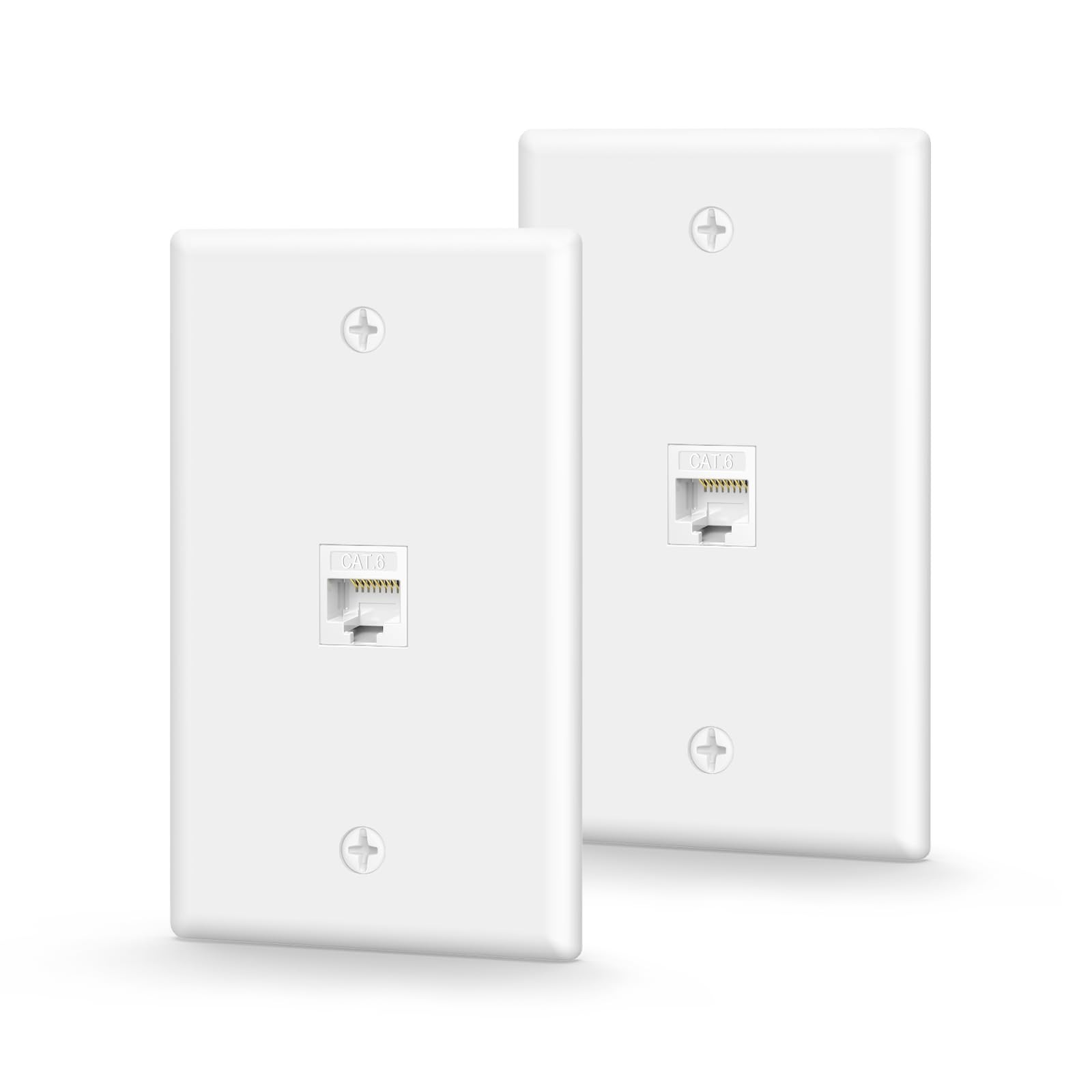 VCE CAT6 Ethernet Wall Plate (UL Listed) White 2-Pack 2 Pack,