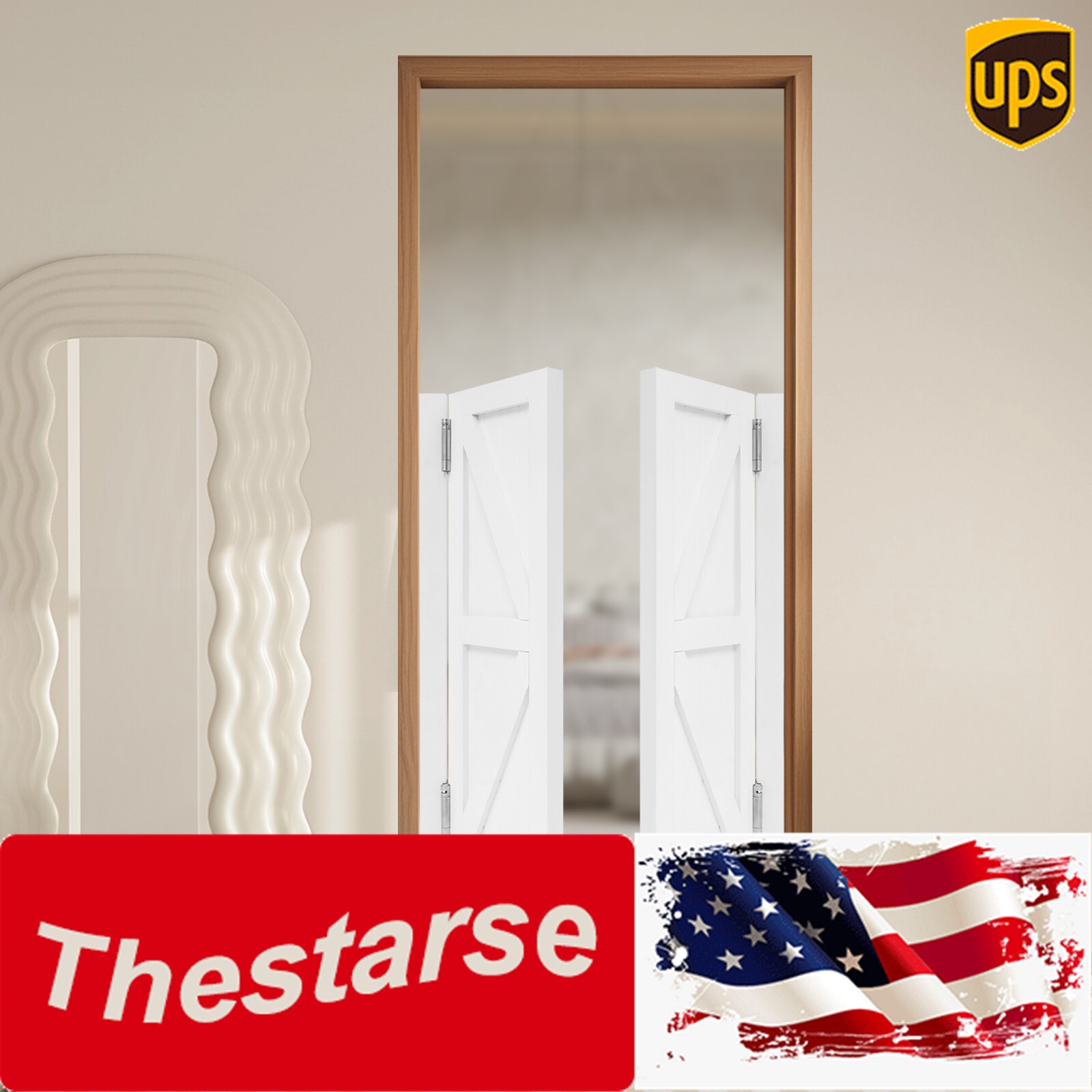 70*3.5*90cm Modern Dual Porch Entrance Partition Door White For restaurants NEW