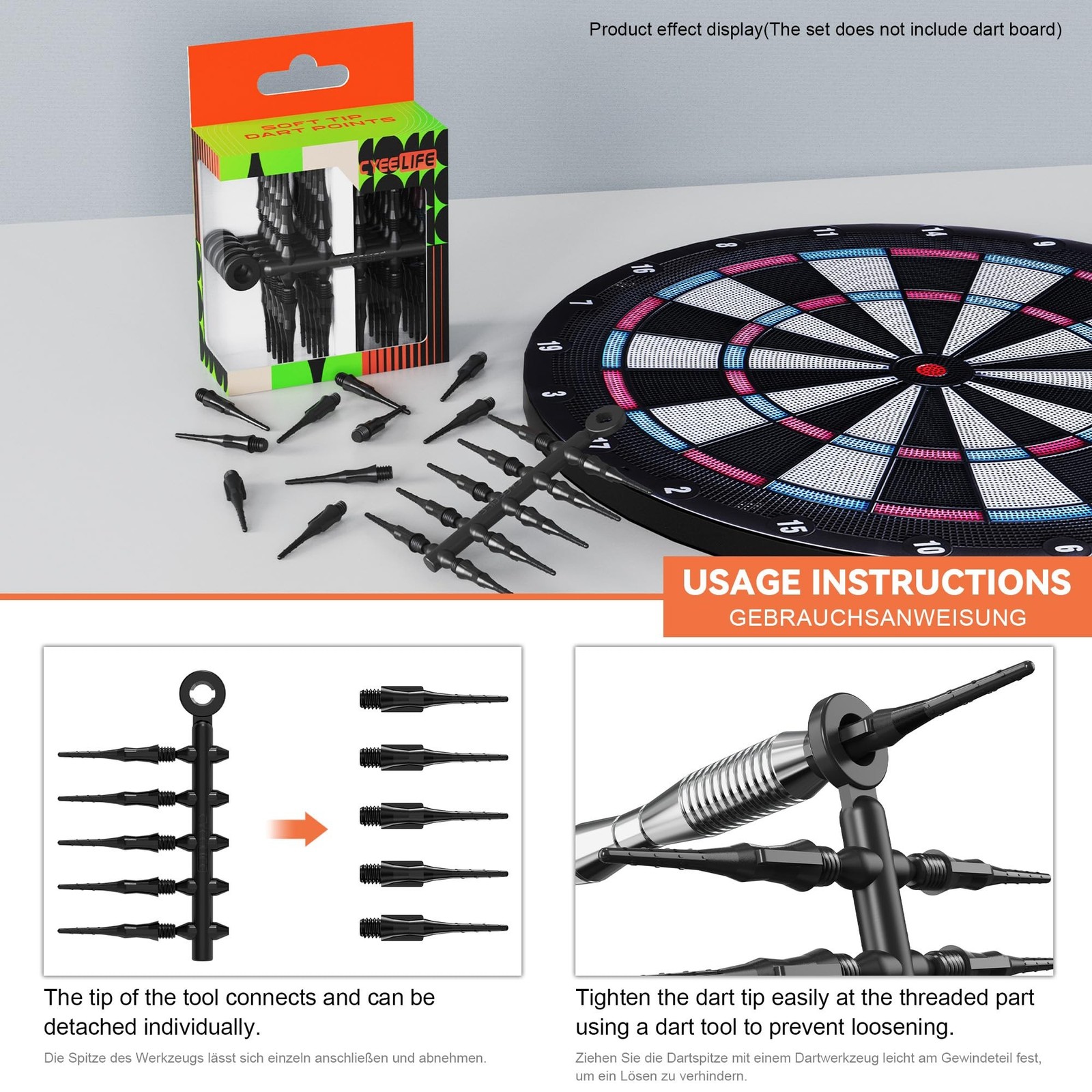 CyeeLife Fit Point Plus Tip | Soft Tip Dart Points | 2BA Thread | Dart Access...