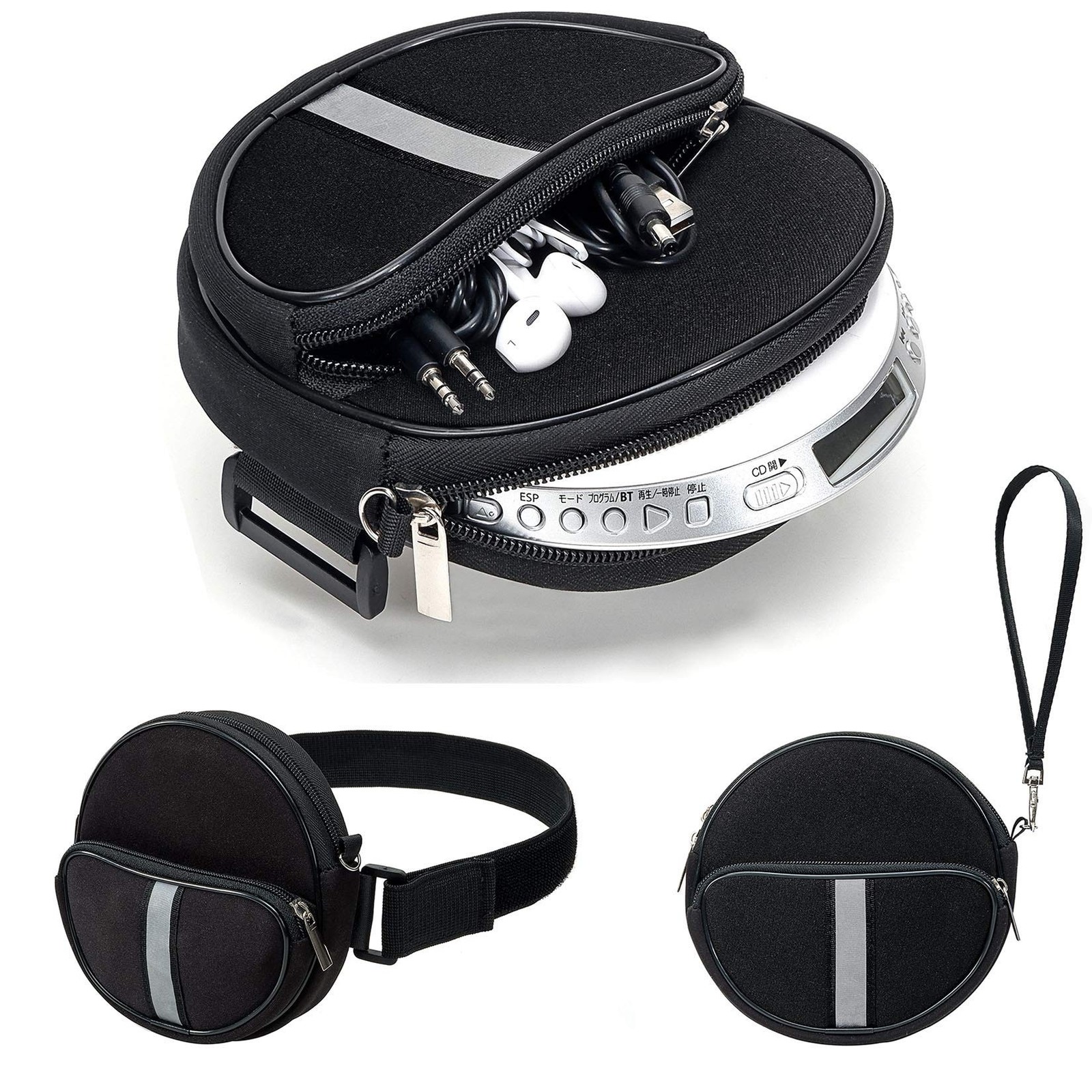 Portable CD Player Holder with CD Case, Water Resistant Fanny Pack with Wrist...