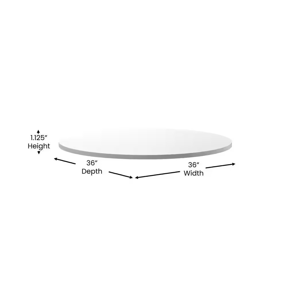 36 In. White/Gray round Table Top Only