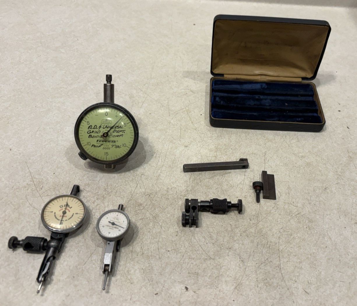 Lot of 3 Working Assorted Dial Indicators USA Federal, GEM, Tesa   .0005