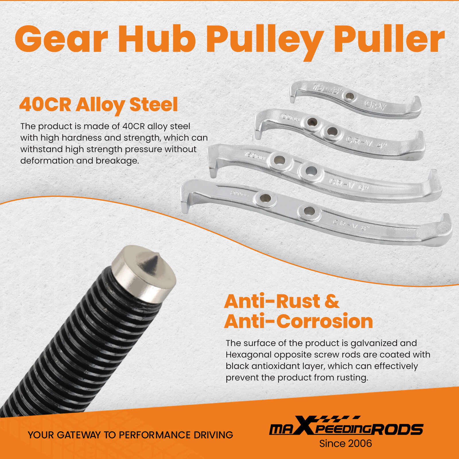 Gear Hub Pulley Puller Bearing Separator 2 & 3 Jaw 3" 4" 6" 8" Gear Puller Set
