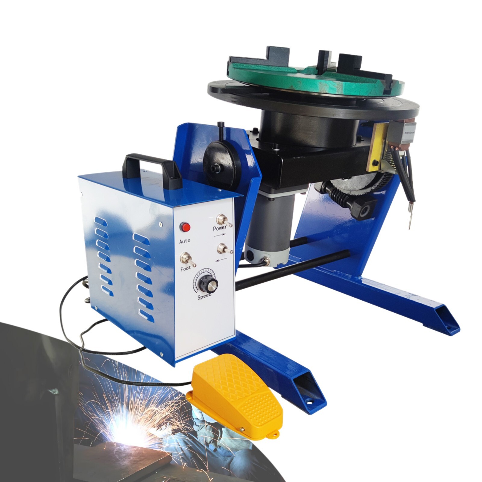 BWJ-100 110V 100KG Rotary Welding Positioner Turntable with 300mm Chuck