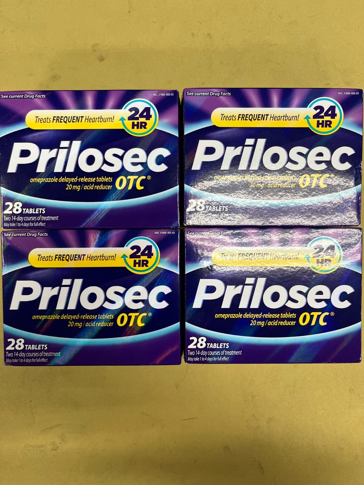 4 New Prilosec OTC 24HR Acid Reducer 20mg - 28 Tablets Each Box Exp. 09/2027