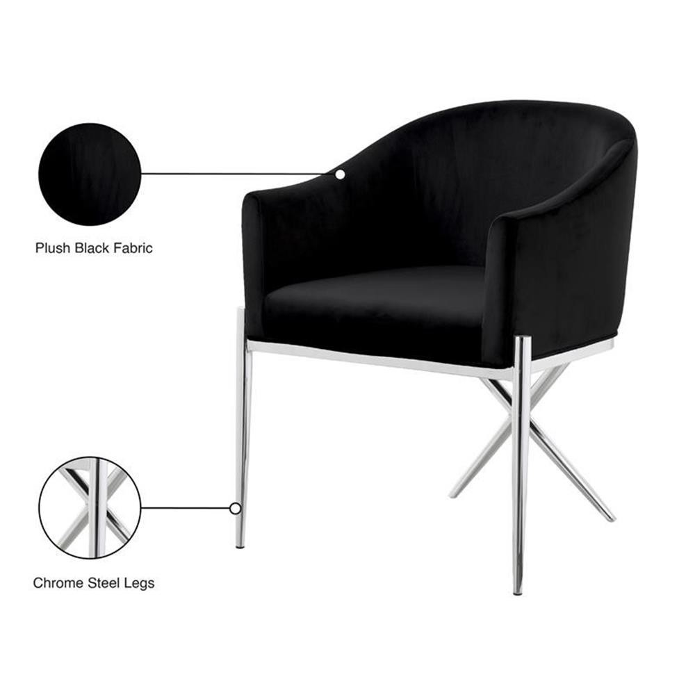 Maklaine Contemporary 19.5"H Upholstered Velvet Dining Chair in Black