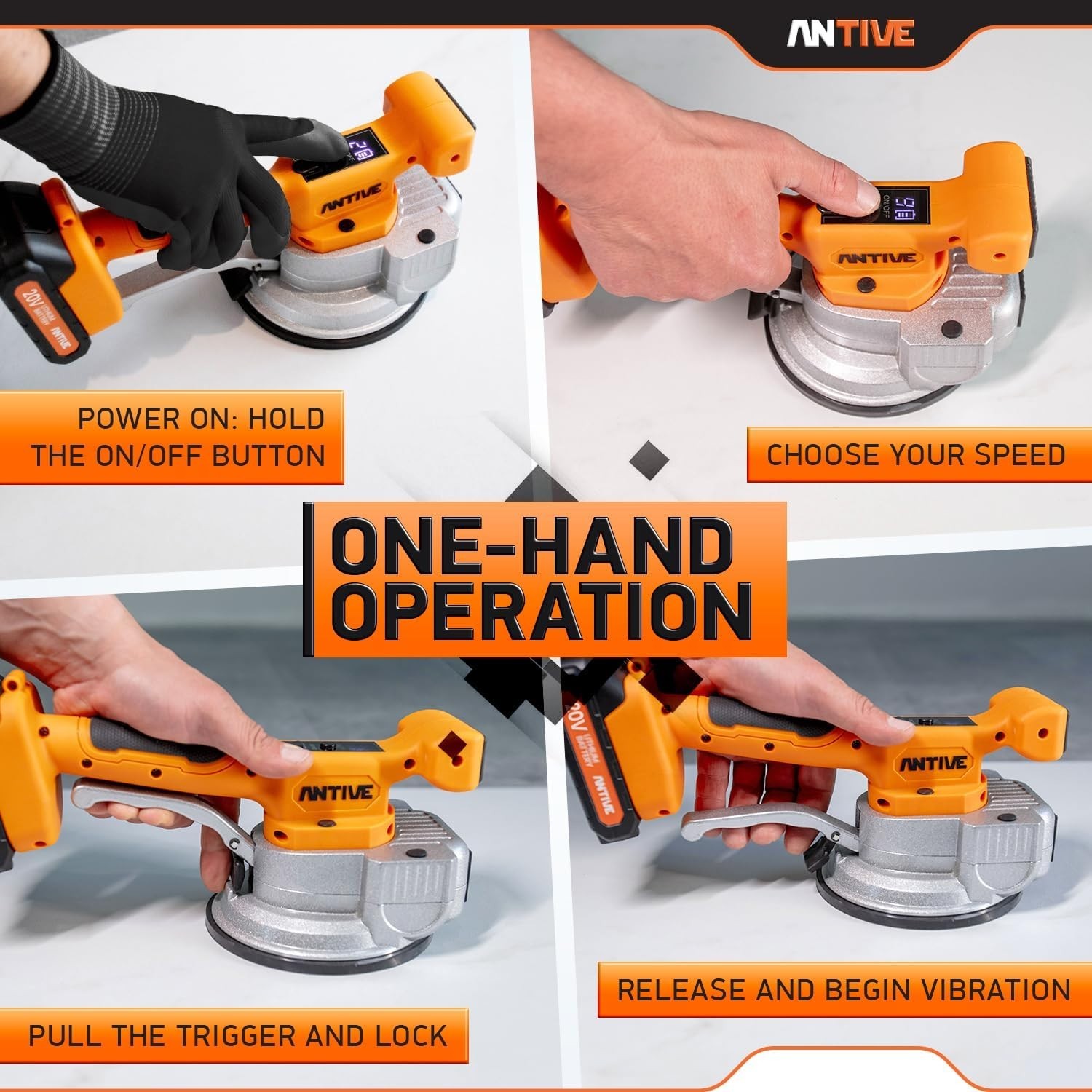 Dual Battery Tile Vibrator | Cordless Tile Installation Tool