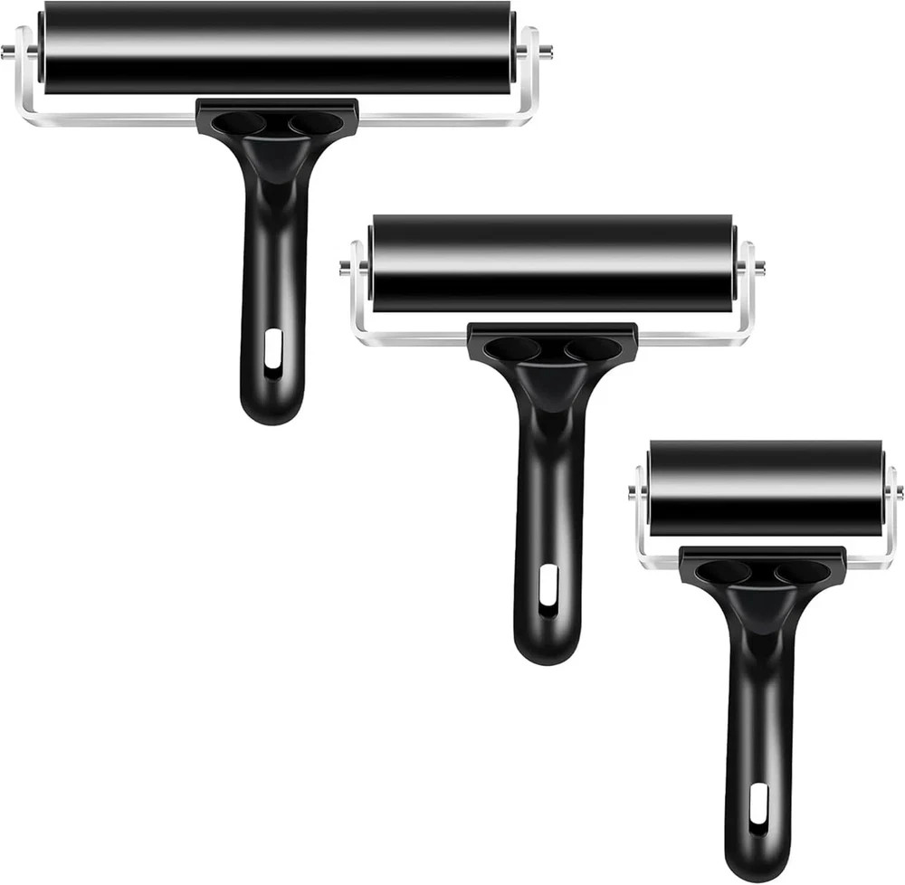 Rubber Brayer Rollers for Printmaking Crafting Painting 3 Pack 2.4 4 5.9 Inch