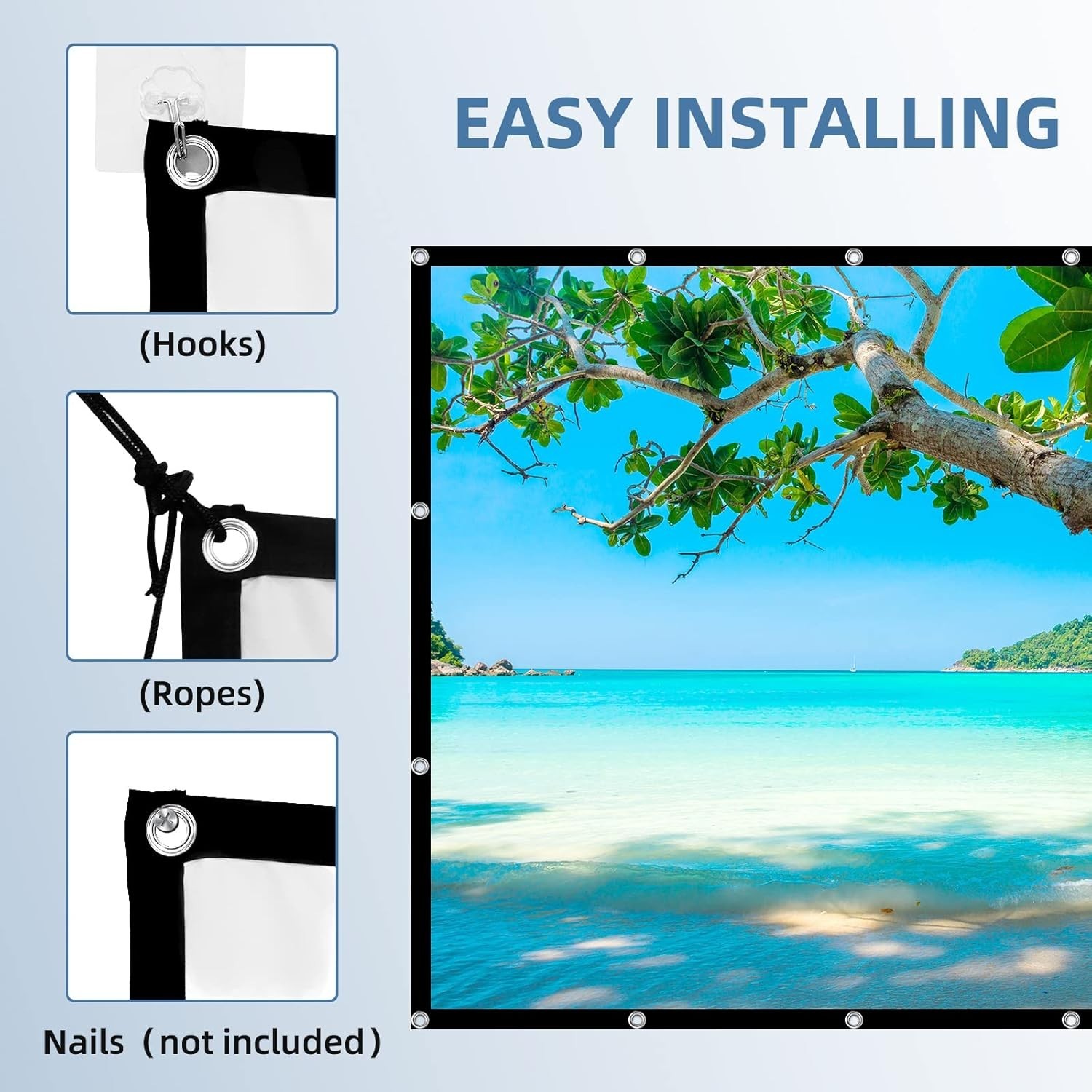 Projector Screen, 4K 16:9 HD Rear Front Projector Screens Foldable Pr