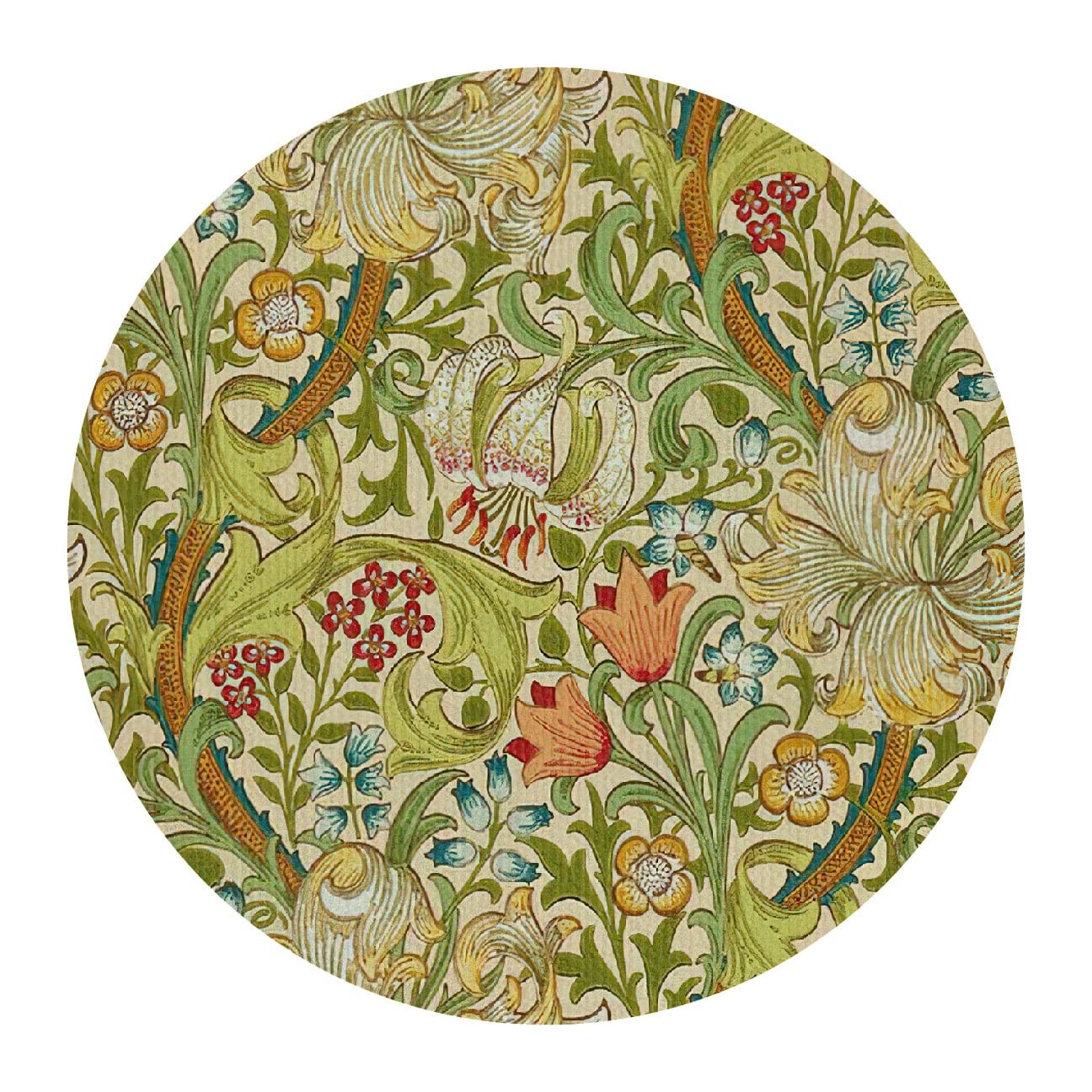 QUICQOD Vintage William Morris Golden Lily 8.7 x Inch, Wildflower-A