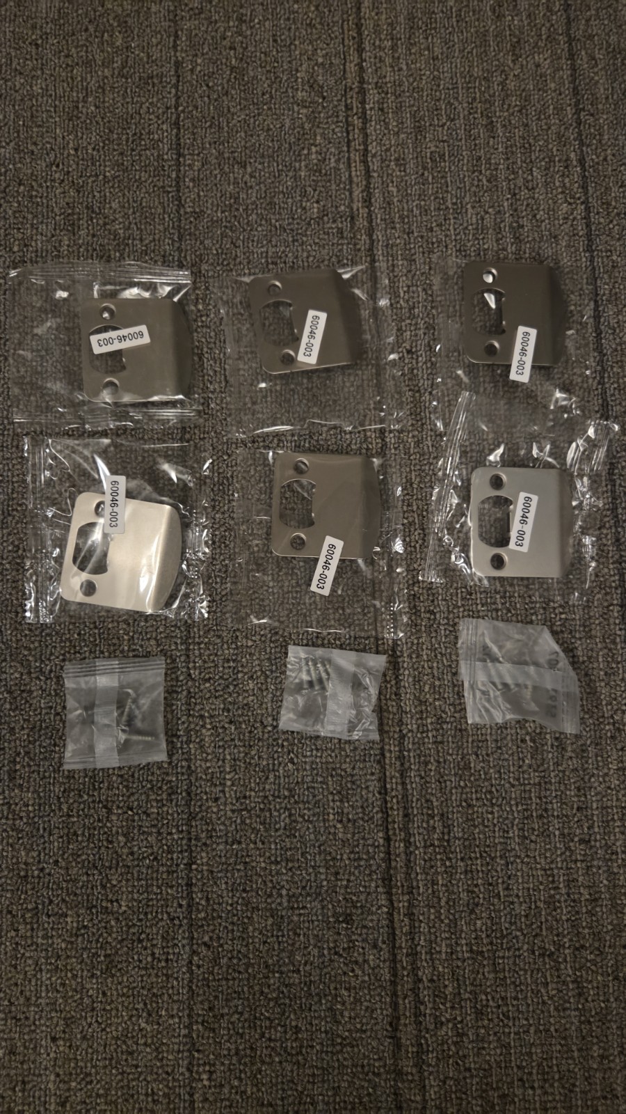 Extended Full Lip 6 Pack Brushed Silver Metal Door Strike Plates with Screws
