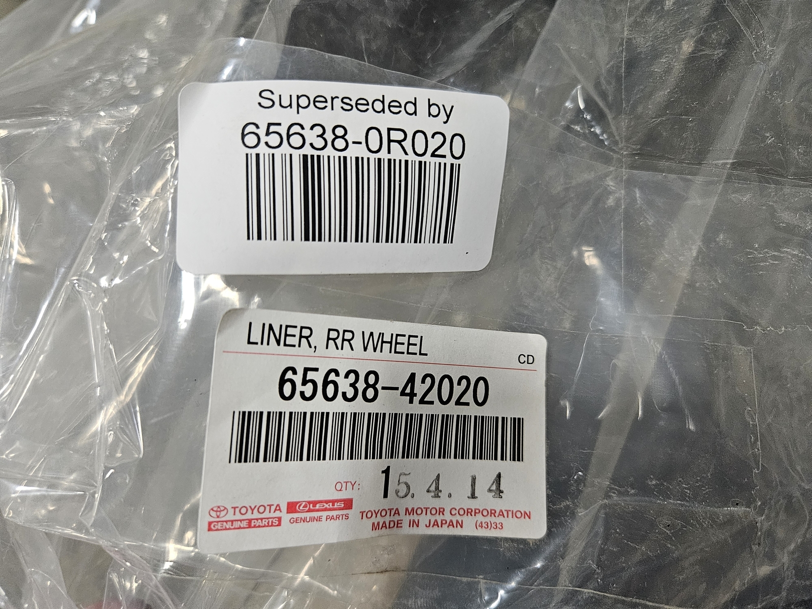 Genuine OEM Toyota 65638-0R020 Driver LH Rear Fender Liner 2019-2023 RAV4