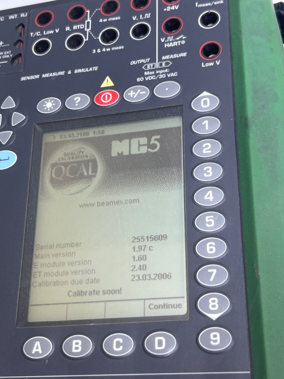 BEAMEX MC5 MULTIFUNCTION CALIBRATOR