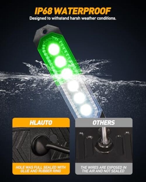 406T Emergency Strobe Grille Lights: 4Pcs 6 LED Sync Feature Green/White