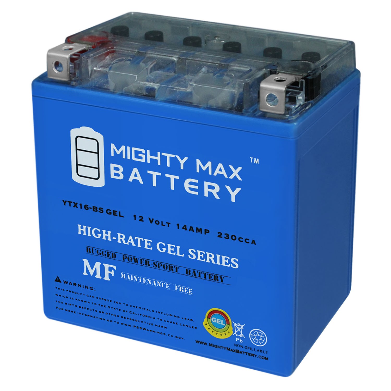 Mighty Max YTX16-BS GEL Battery Replaces Kawasaki Vulcan 1700cc Motorcycle