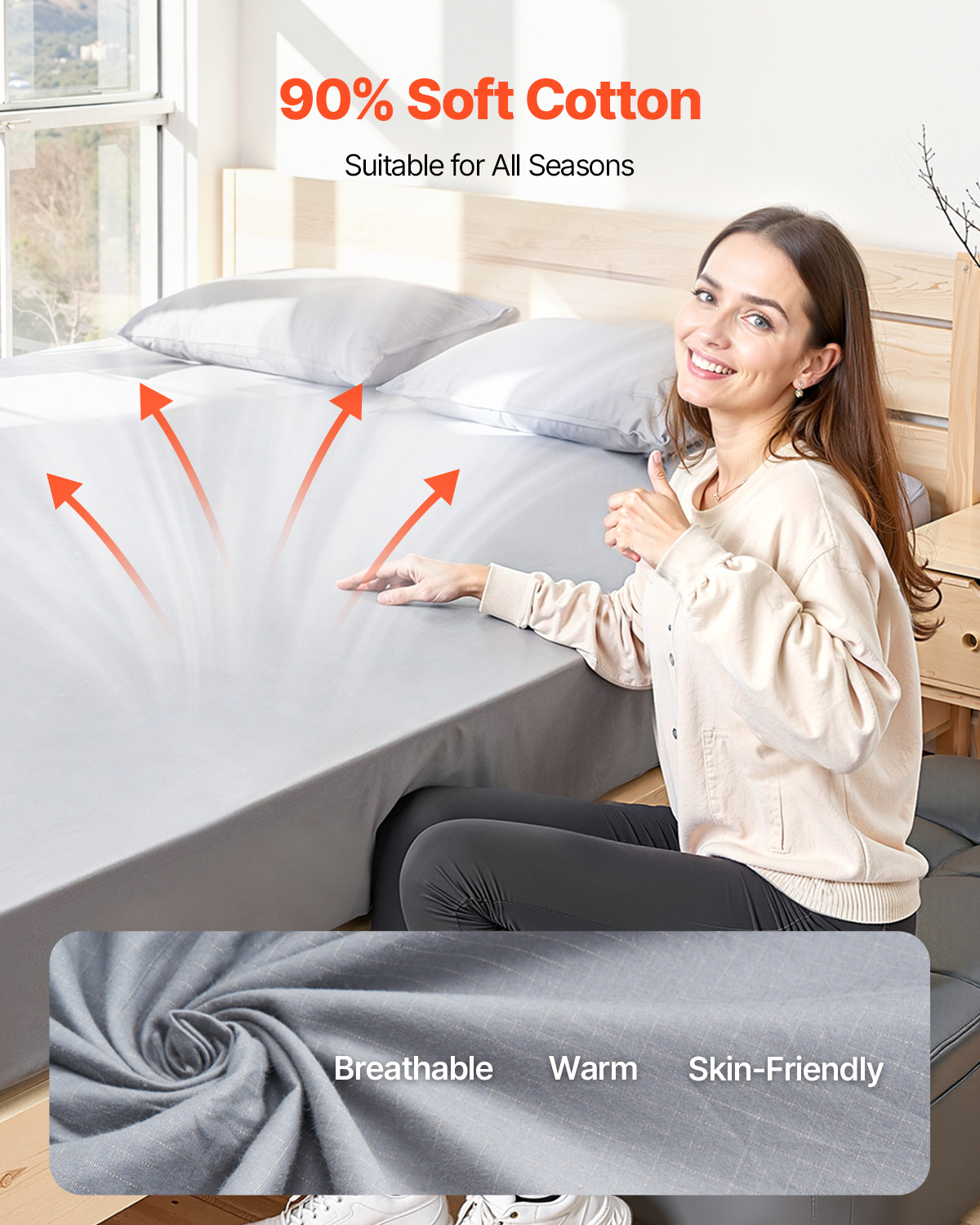 Grounding Sheets King Size 90% Cotton + 10% Silver Fiber Earthing Fitted Sheets