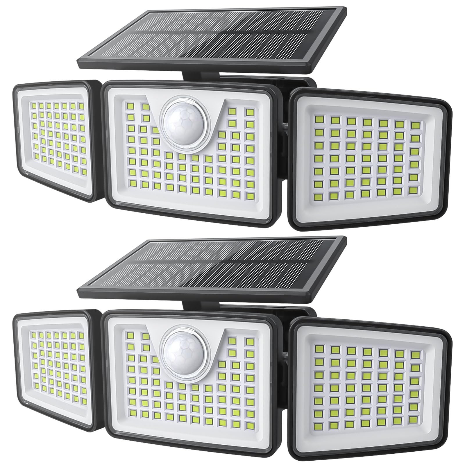 2500LM Solar Lights Outdoor with Motion Sensor,3 Head 270° Wide Angle Street ...