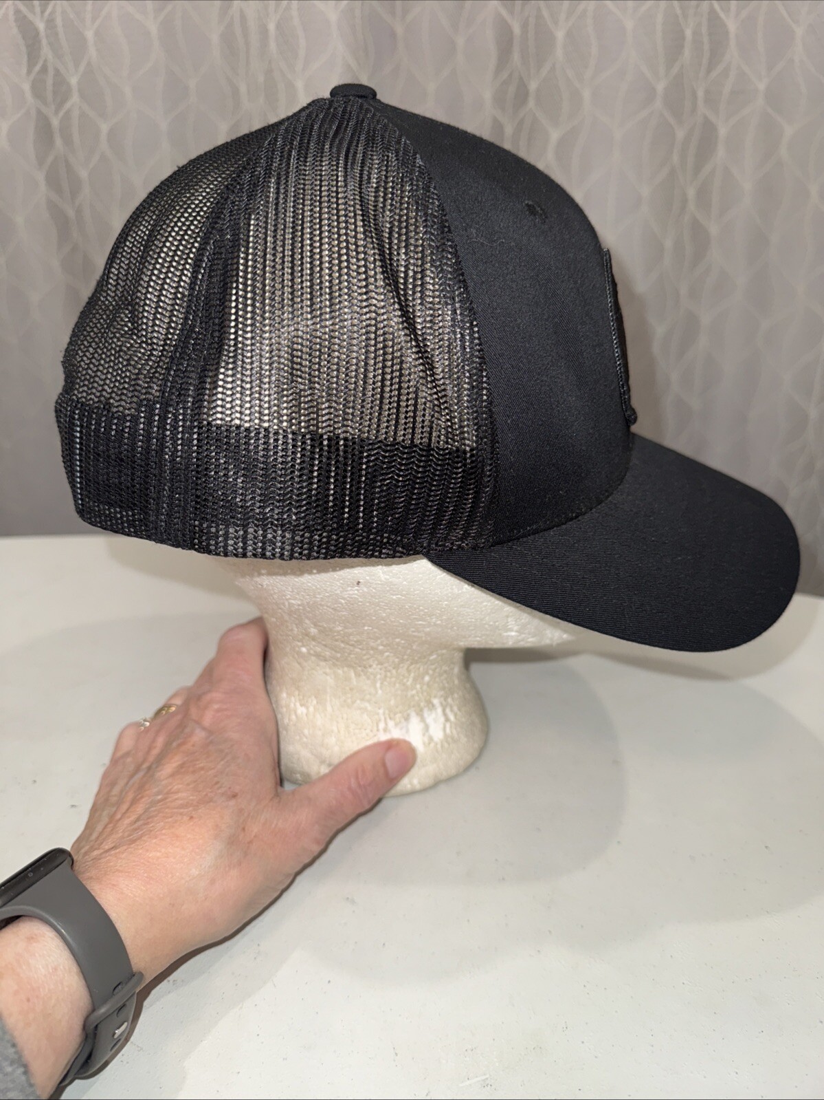 GG Good Guy Inc MMXVI Black patch on Black Trucker Hat Cap Black Mesh EUC