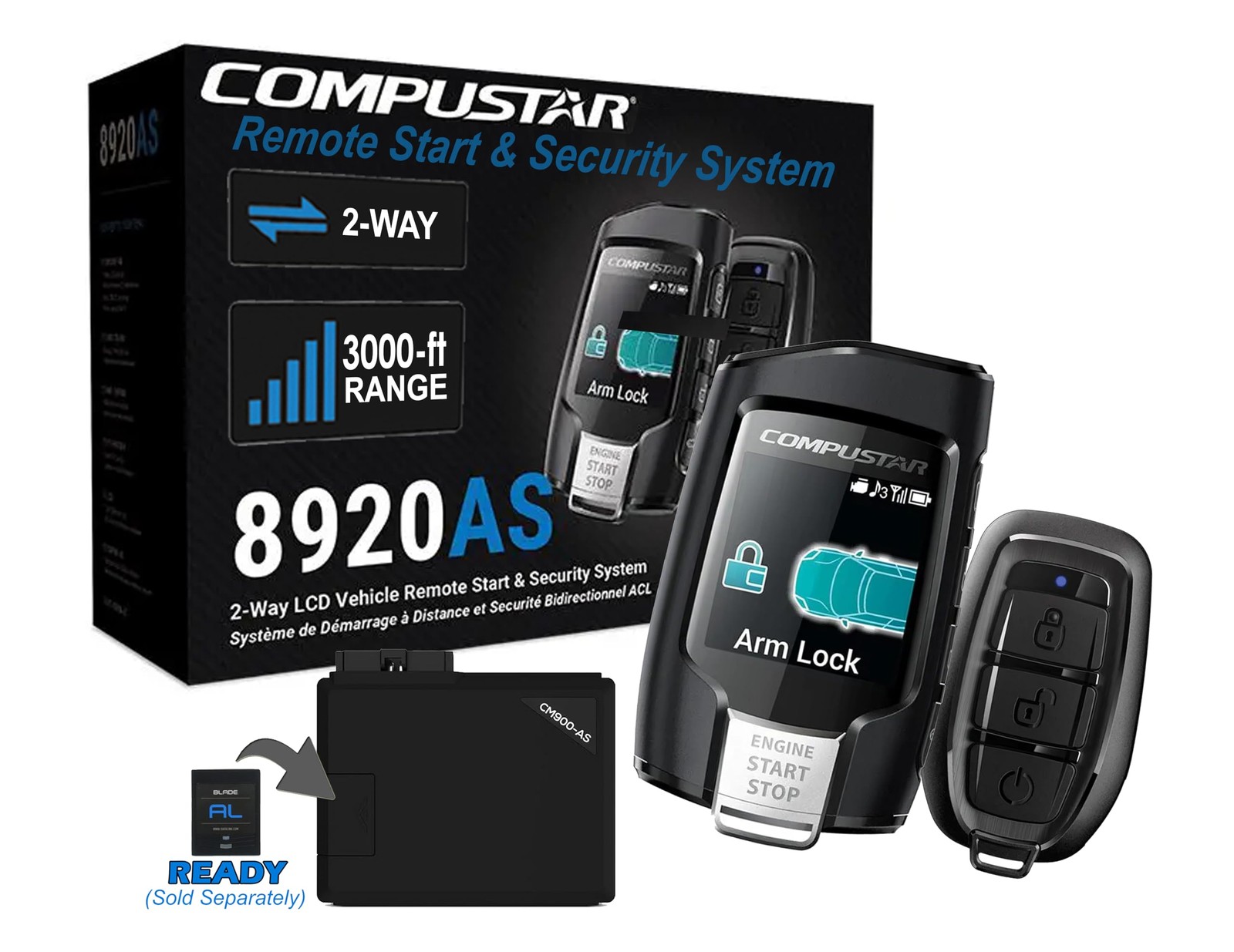 Compustar All-in-One CS8920-AS 2-Way Interactive LCD Remote All-in-One, Black
