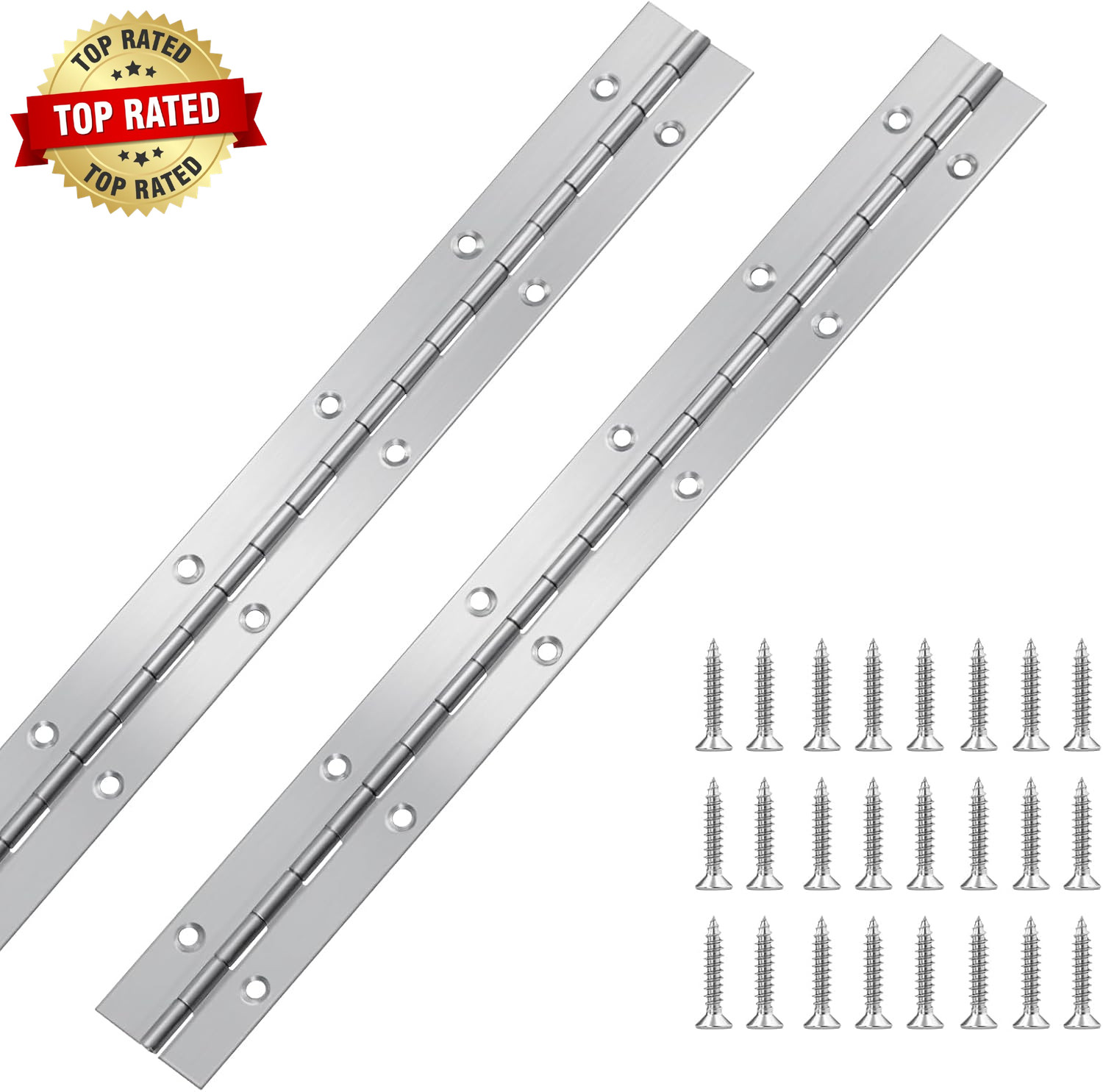 2 Pcs Piano Hinge 12 Inch Stainless Steel Hinges with 24 Screws | 12 in X 1.2 In