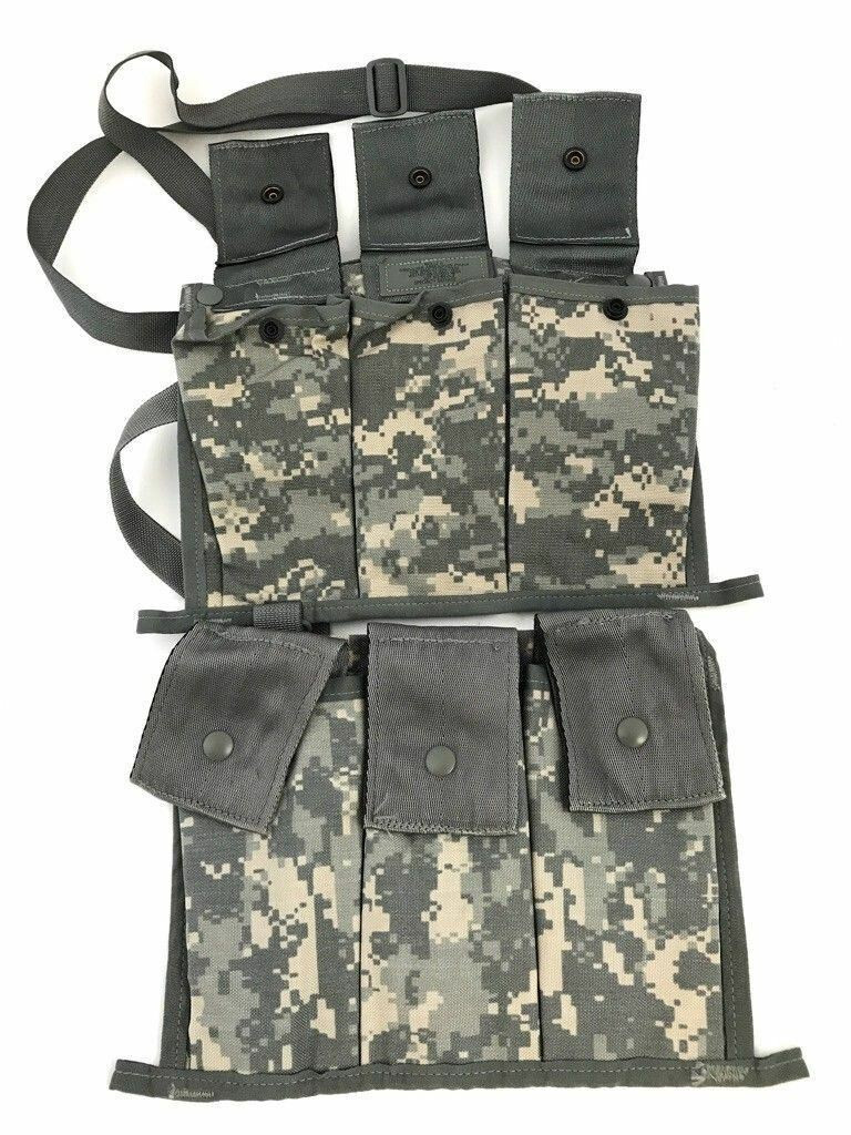 Lot of 2 USGI Military Bandoleer Triple 3 Magazine Pouch MOLLE ACU Camo EXC