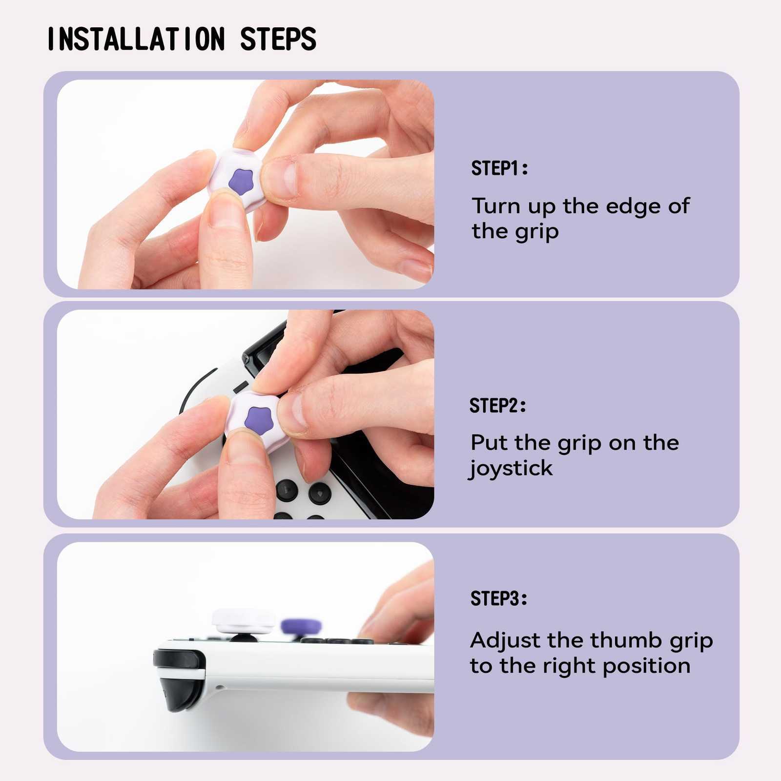 GeekShare Silicone Thumb Grip Caps for Nintendo Switch /OLED/Lite Wing Star Dark