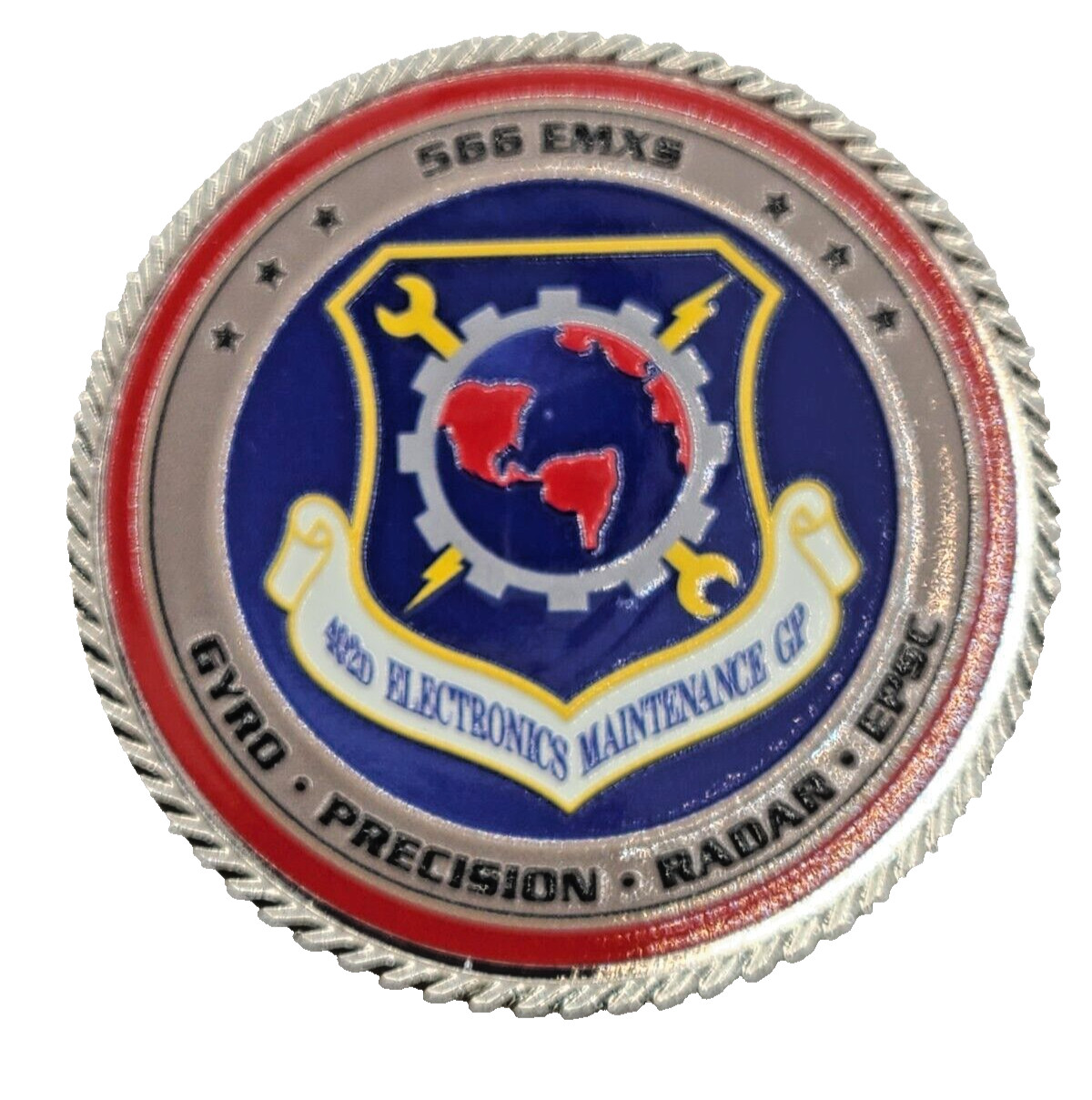 566 emxs 402d electronics maintenance gp challenge coin 2" MINT