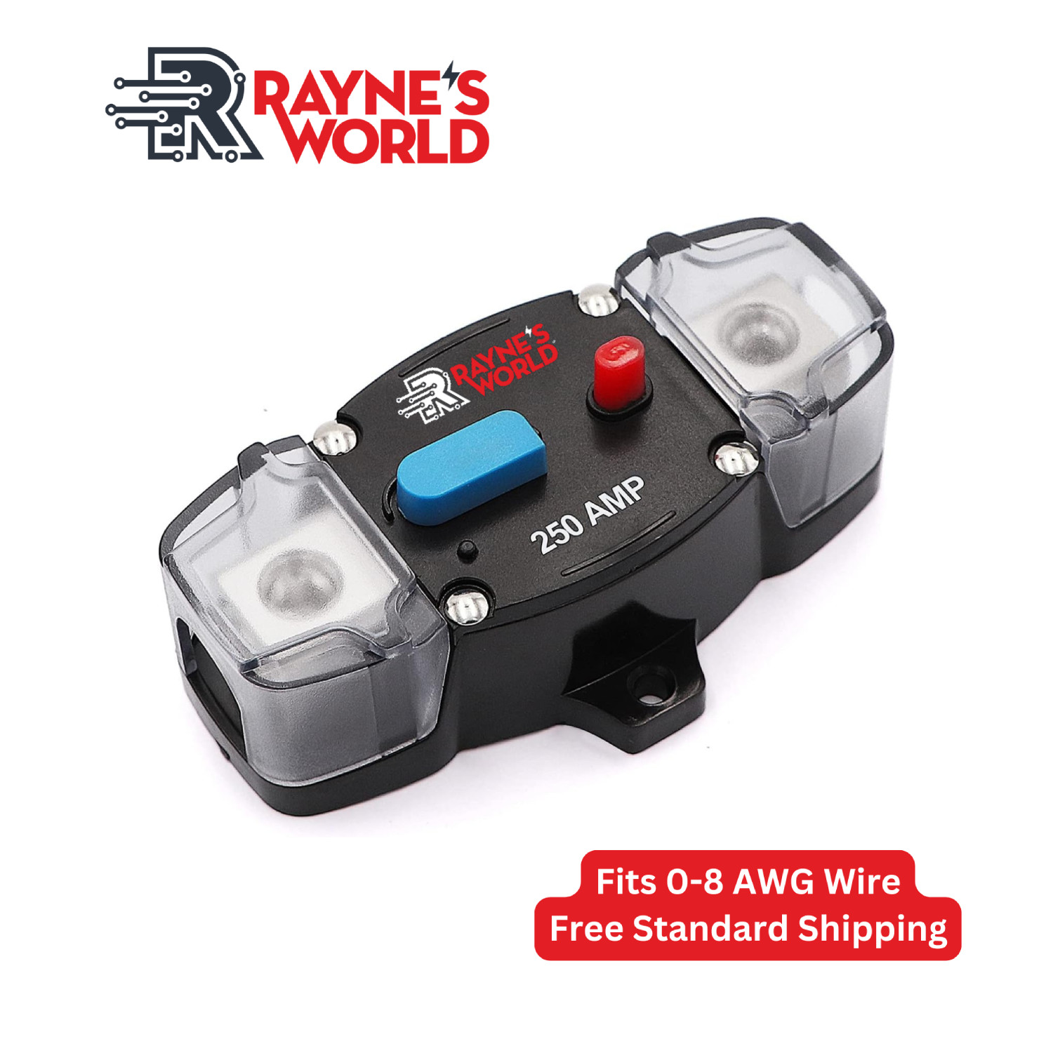 250 Amp 12-48V DC Inline Circuit Breaker w/ Cover Car/Audio/Boat/Solar/Inverter
