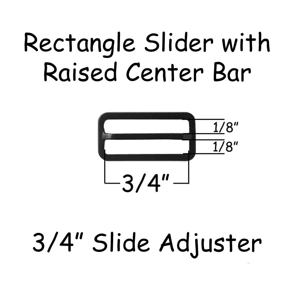 10 - 3/4" Slide Adjusters for Bow Tie Adjustable Straps - Rectangle Black Metal
